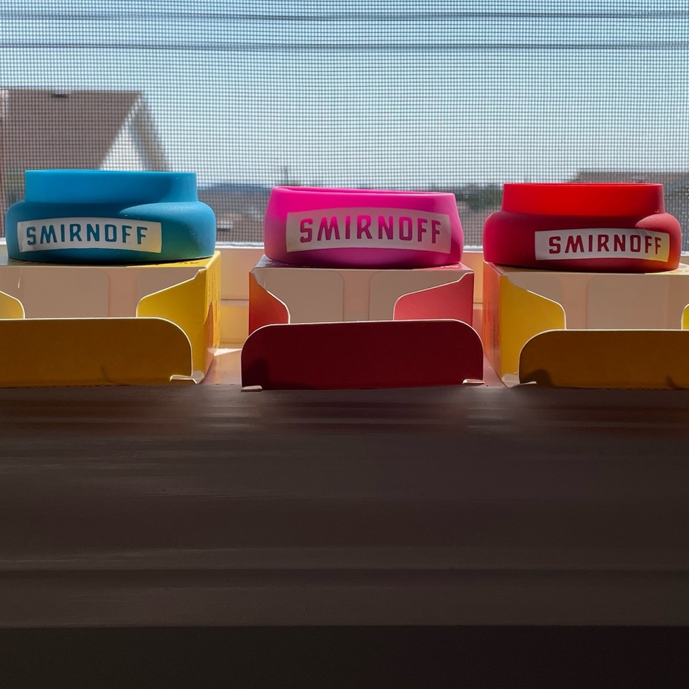 COMPLETE COLLECTABLE SET - Smirnoff Chill Coasters (Red, Pink, and Blue)
